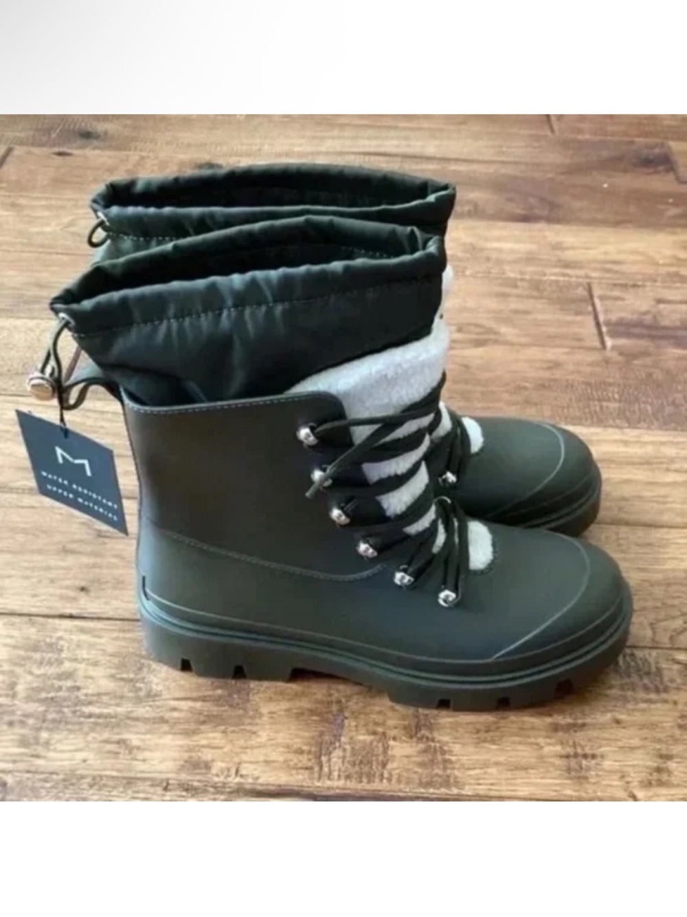 Marc Fisher Freely Lace-Up Lug Sole Boots Dark Green Size 8 NEW in Box NIB